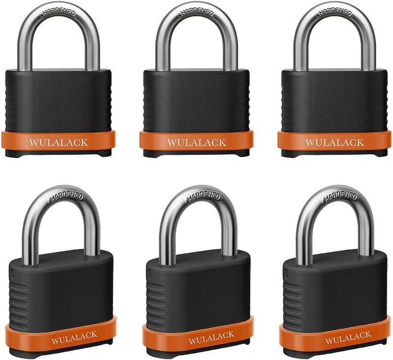 WULALACK 4 Digit Heavy Duty Combination Lock, Weatherproof Combo Padlock for Outdoor Use – Suitable for Sheds, Fences, Gates, Hasps & Storage Units，6 Pack (Matte Black) - Image 1